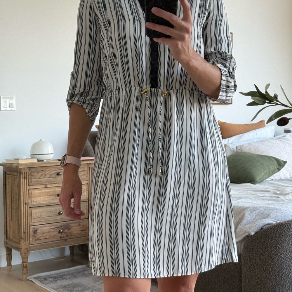 H&M Monochrome Striped Midi Dress
